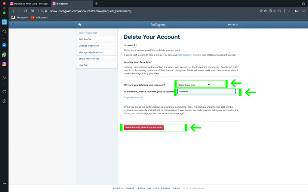 Step 11: How to delete Instagram account permanently?