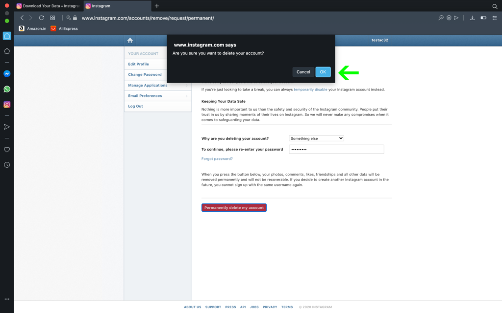 Step 12: How to delete Instagram account permanently?