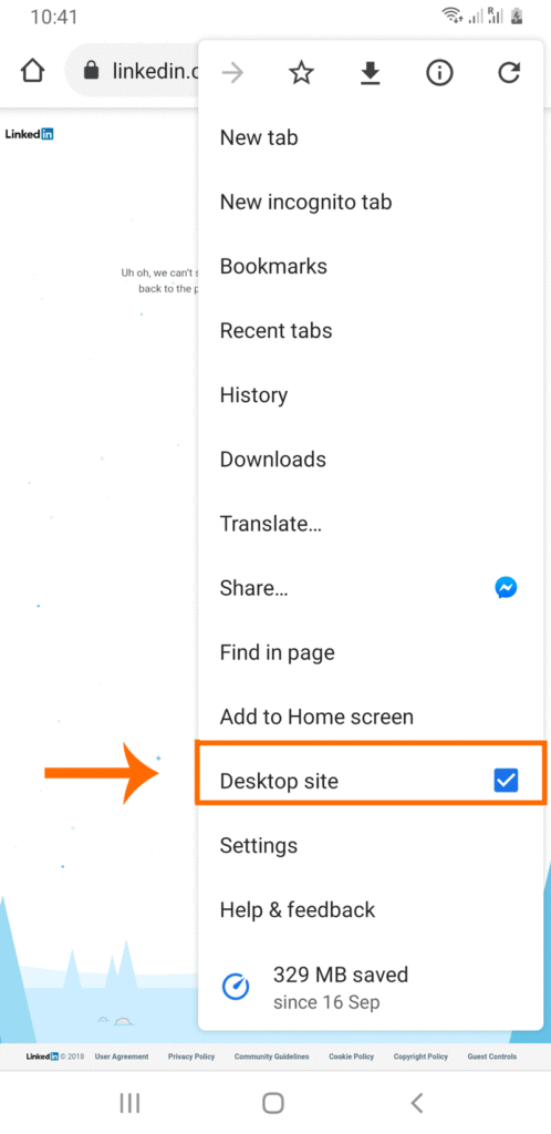 Step 1:  Enable the desktop mode, to create a company profile on Linkedin using mobile