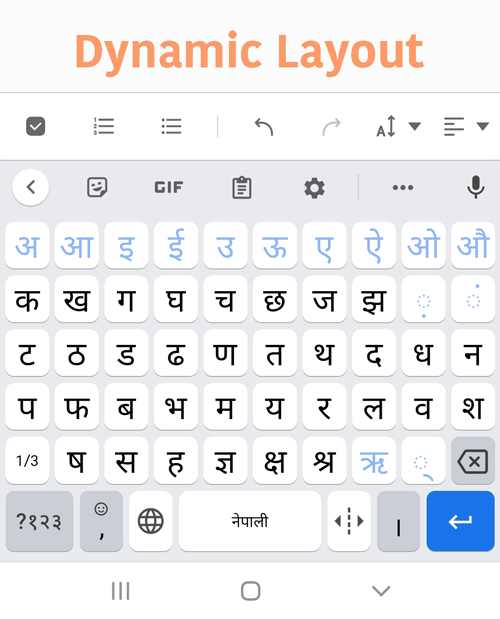 dynamic Nepali keyboard layout of Gboard
