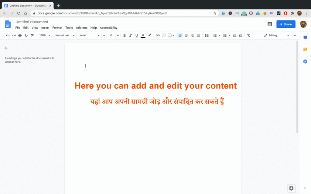 Edit Window on Google Docs