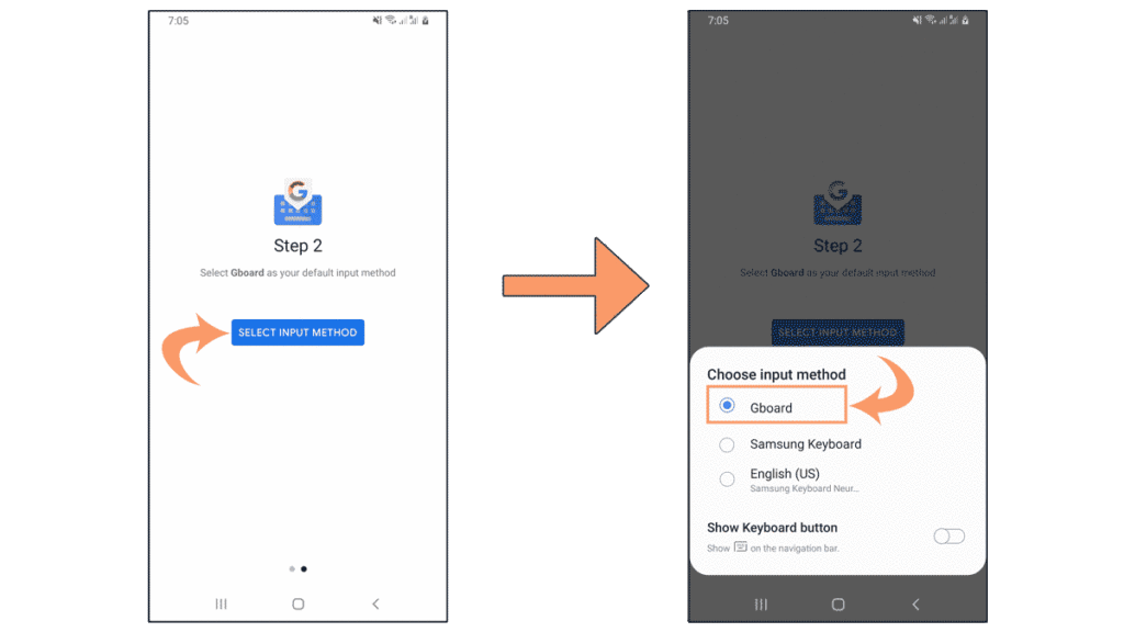 step 2 to setup gboard for nepali typing of android mobile