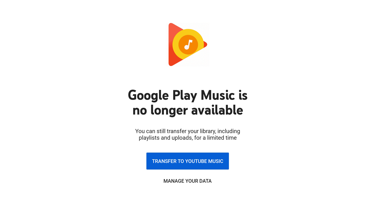 Google Play Music now Deprecated and no longer available